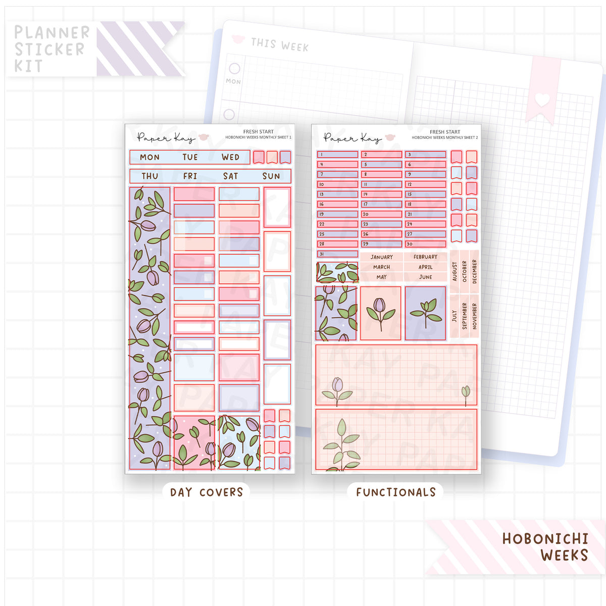 Fresh Start Hobonichi Weeks Monthly Sticker Kit