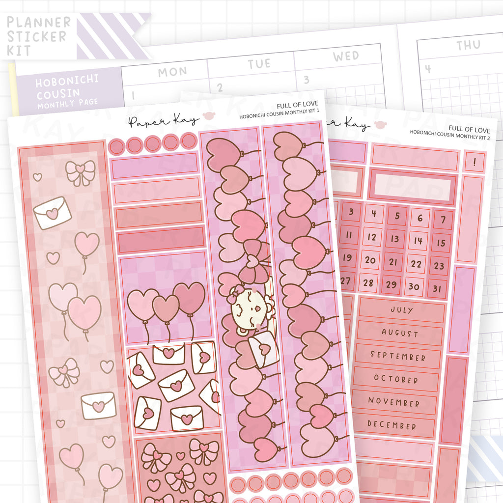 Full of Love Hobonichi Cousin Monthly Sticker Kit