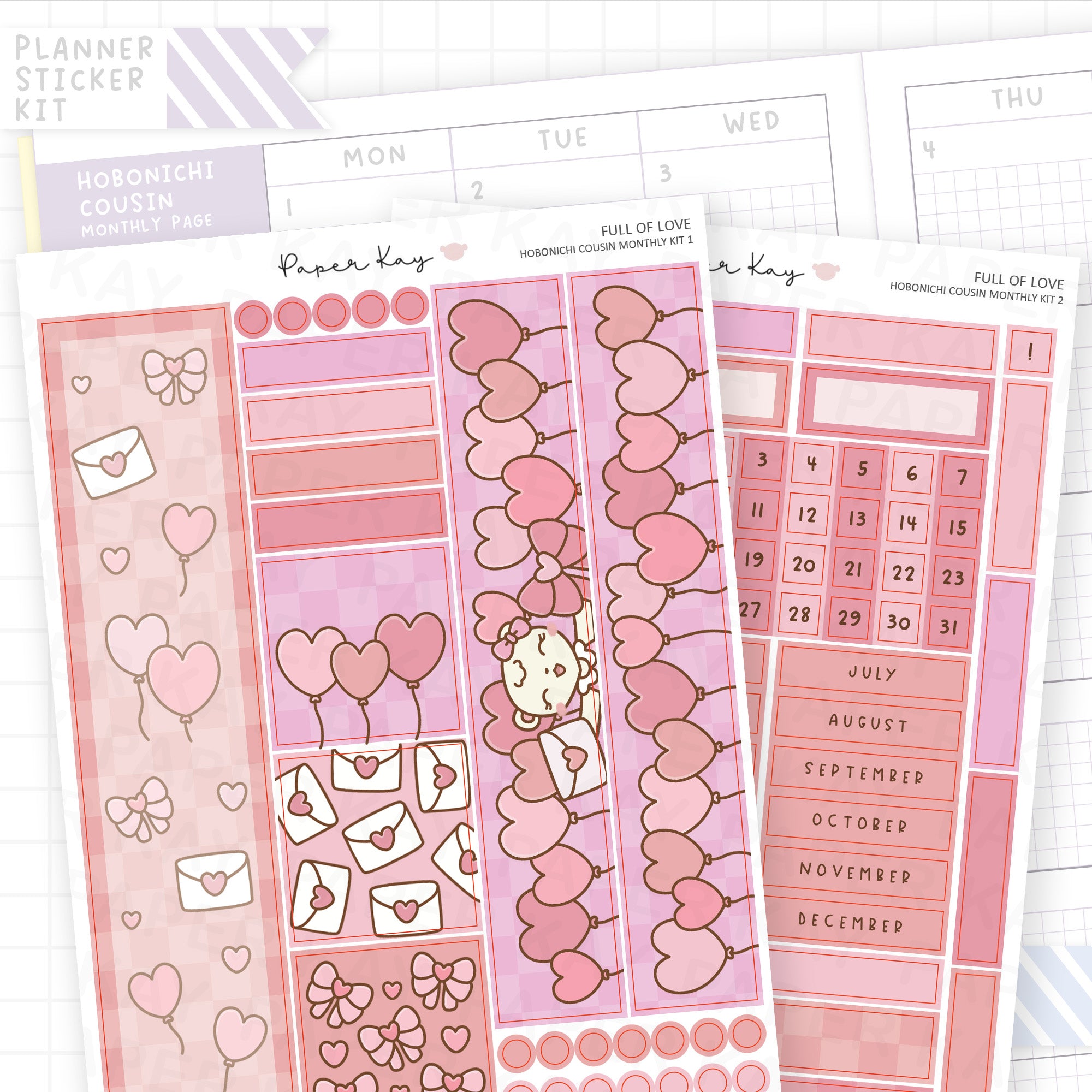 Full of Love Hobonichi Cousin Monthly Sticker Kit