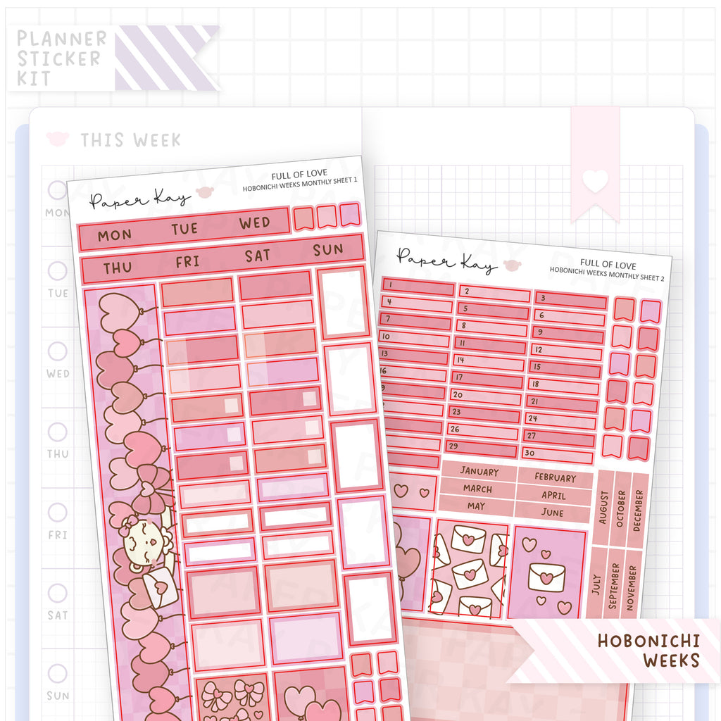 Full of Love Hobonichi Weeks Monthly Sticker Kit