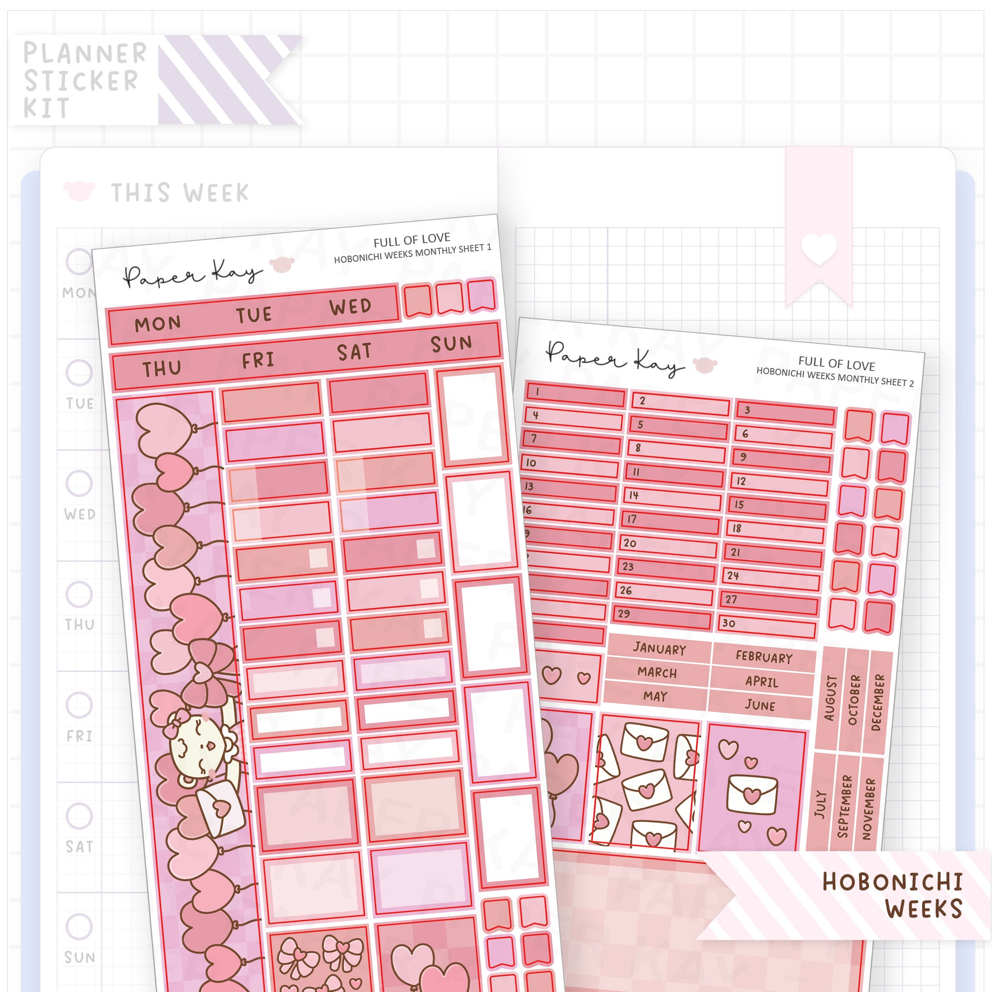 Full of Love Hobonichi Weeks Monthly Sticker Kit