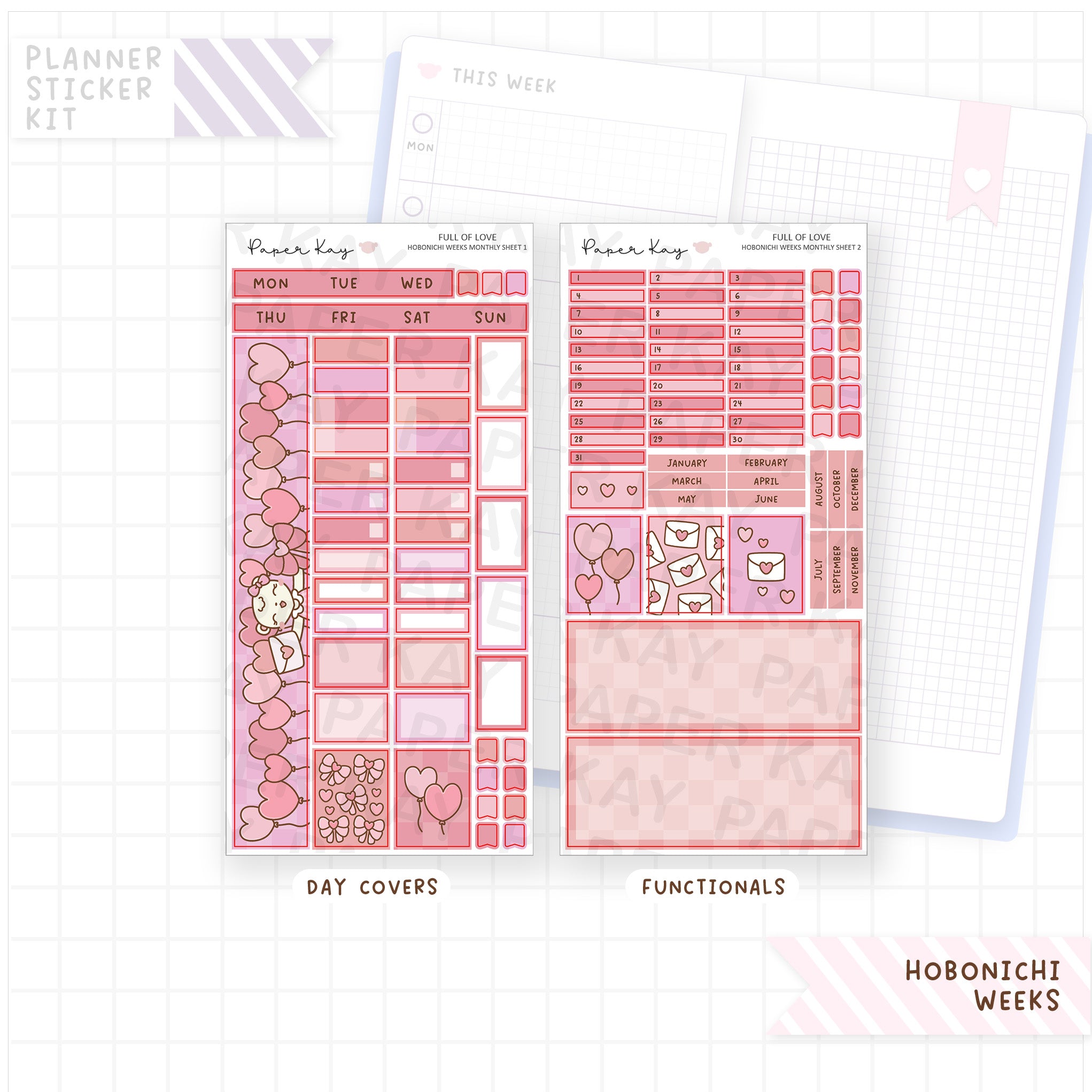 Full of Love Hobonichi Weeks Monthly Sticker Kit
