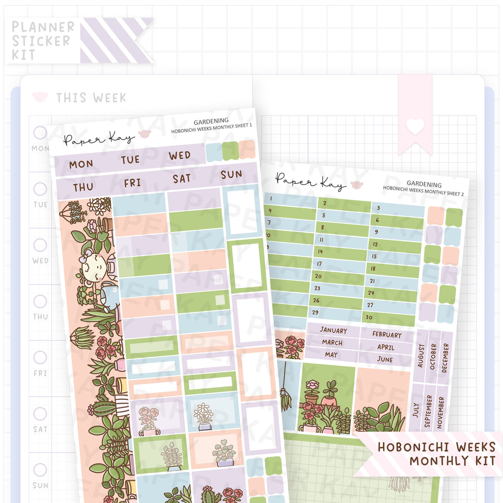 Gardening Hobonichi Weeks Monthly Sticker Kit