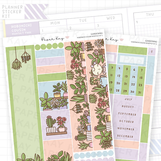 Gardening Hobonichi Cousin Monthly Sticker Kit