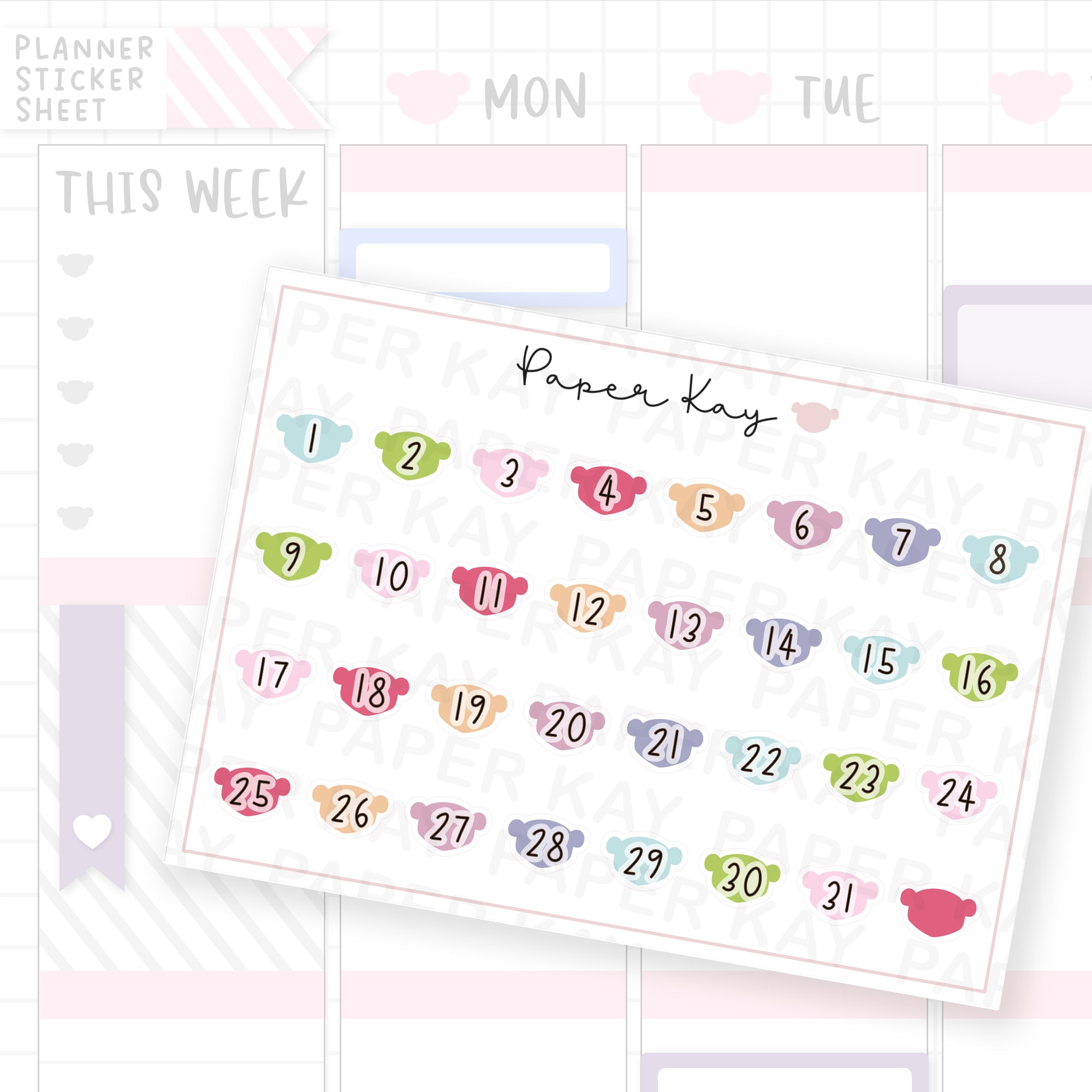 Groovy Dot the Bear Date Dot Stickers
