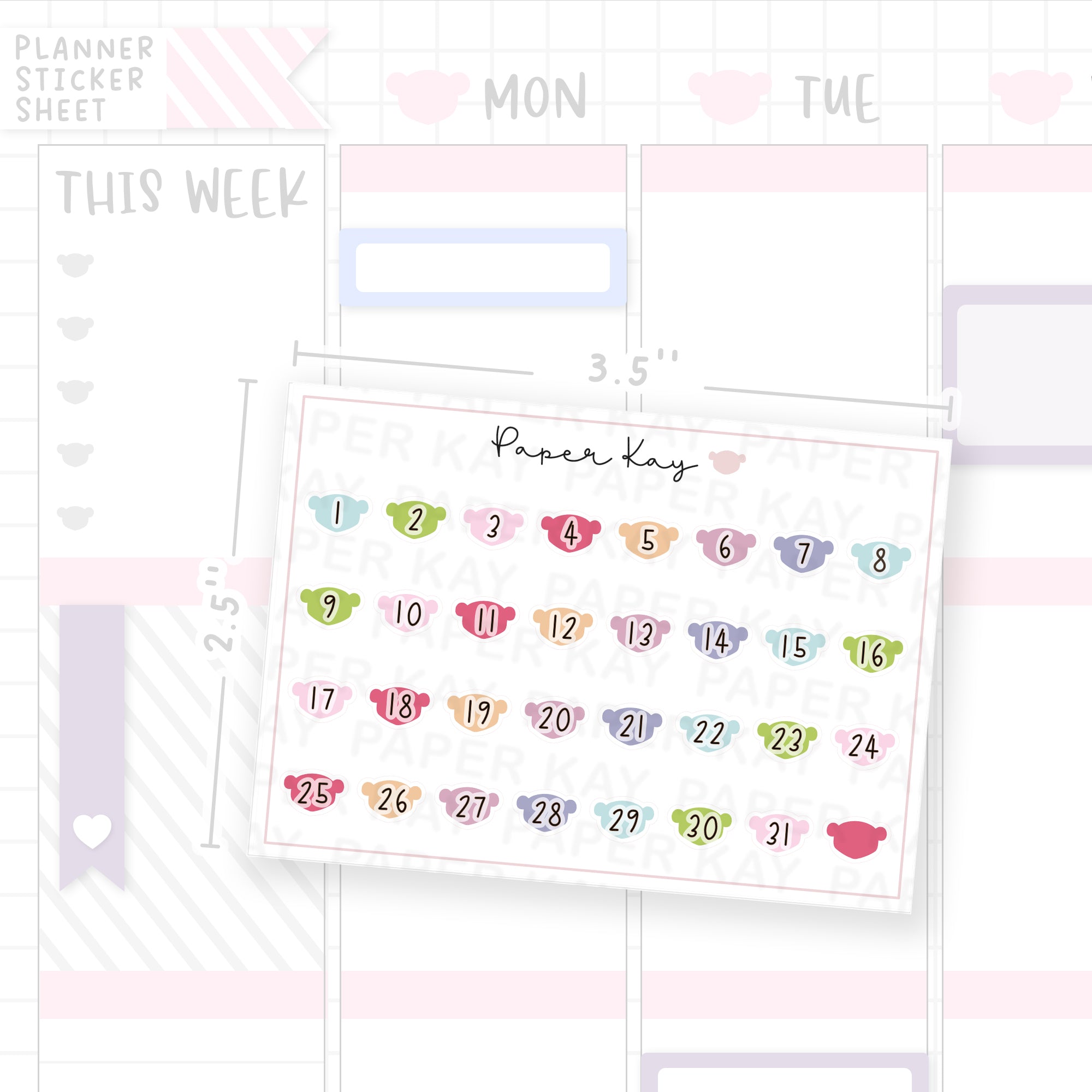 Groovy Dot the Bear Date Dot Stickers