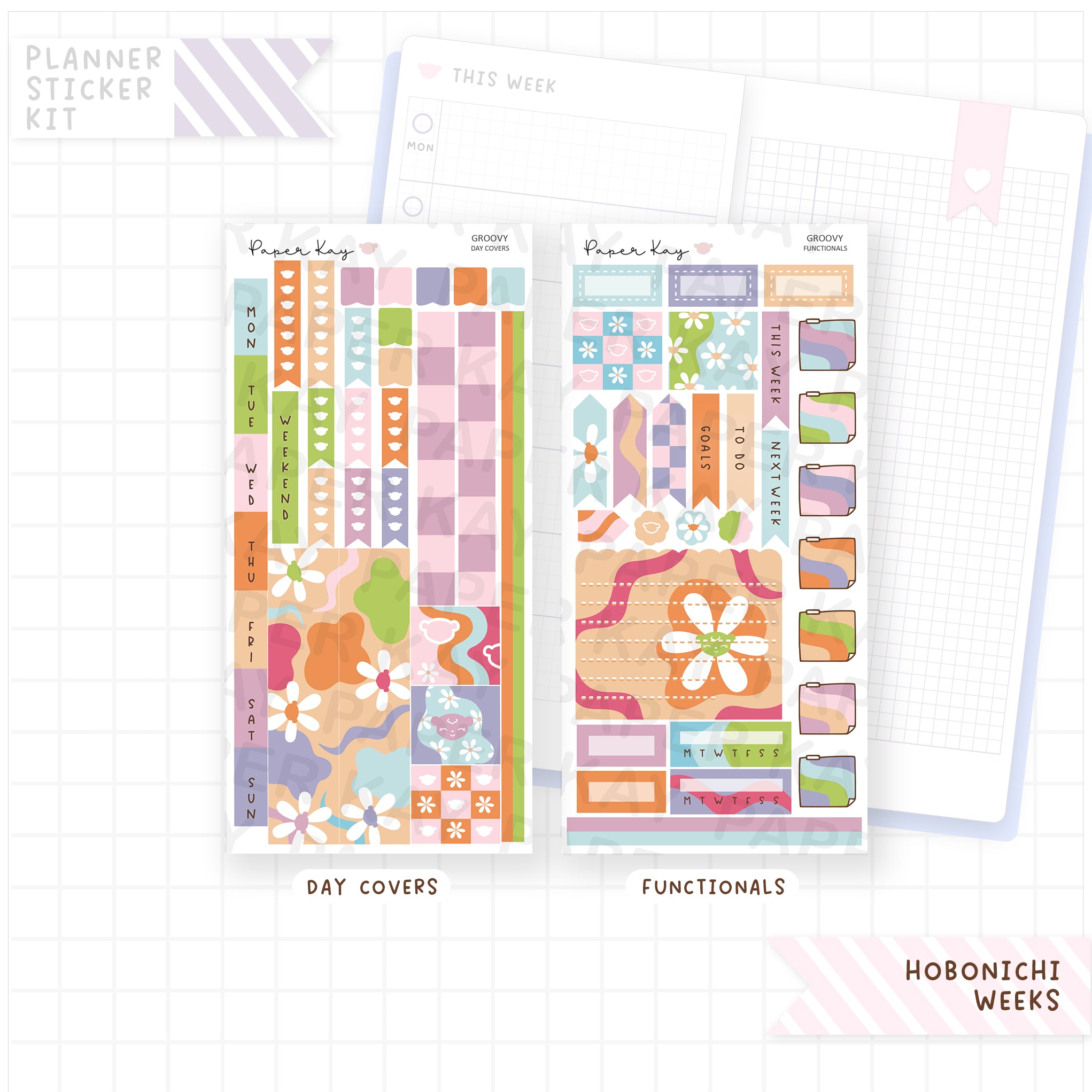Groovy Hobonichi Weeks Sticker Kit