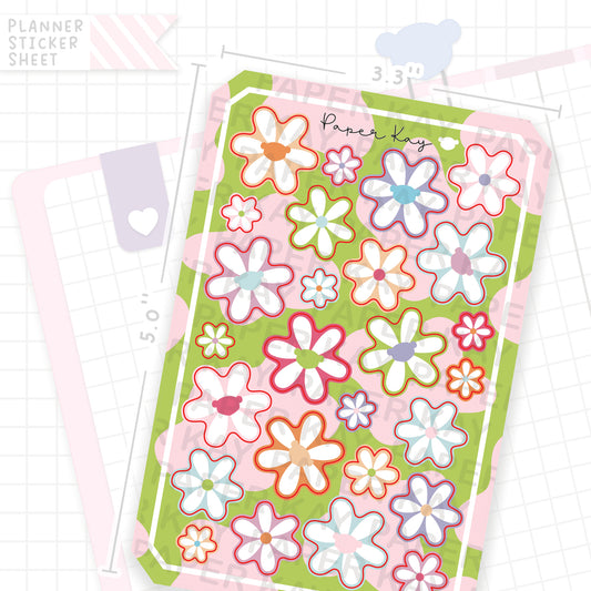 Groovy Flowers Bujo Deco Stickers