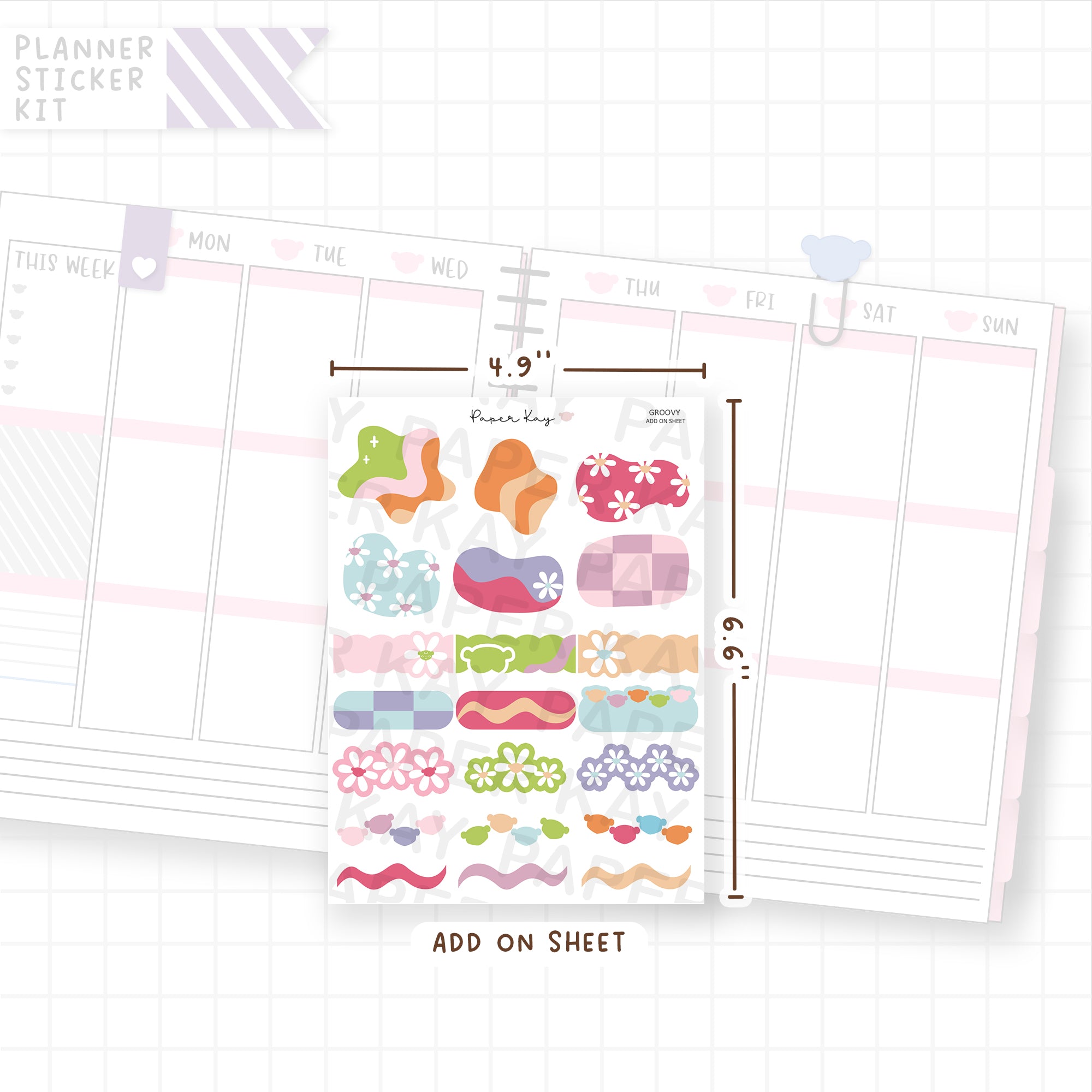 Groovy Weekly Vertical Kit Add On Sheet
