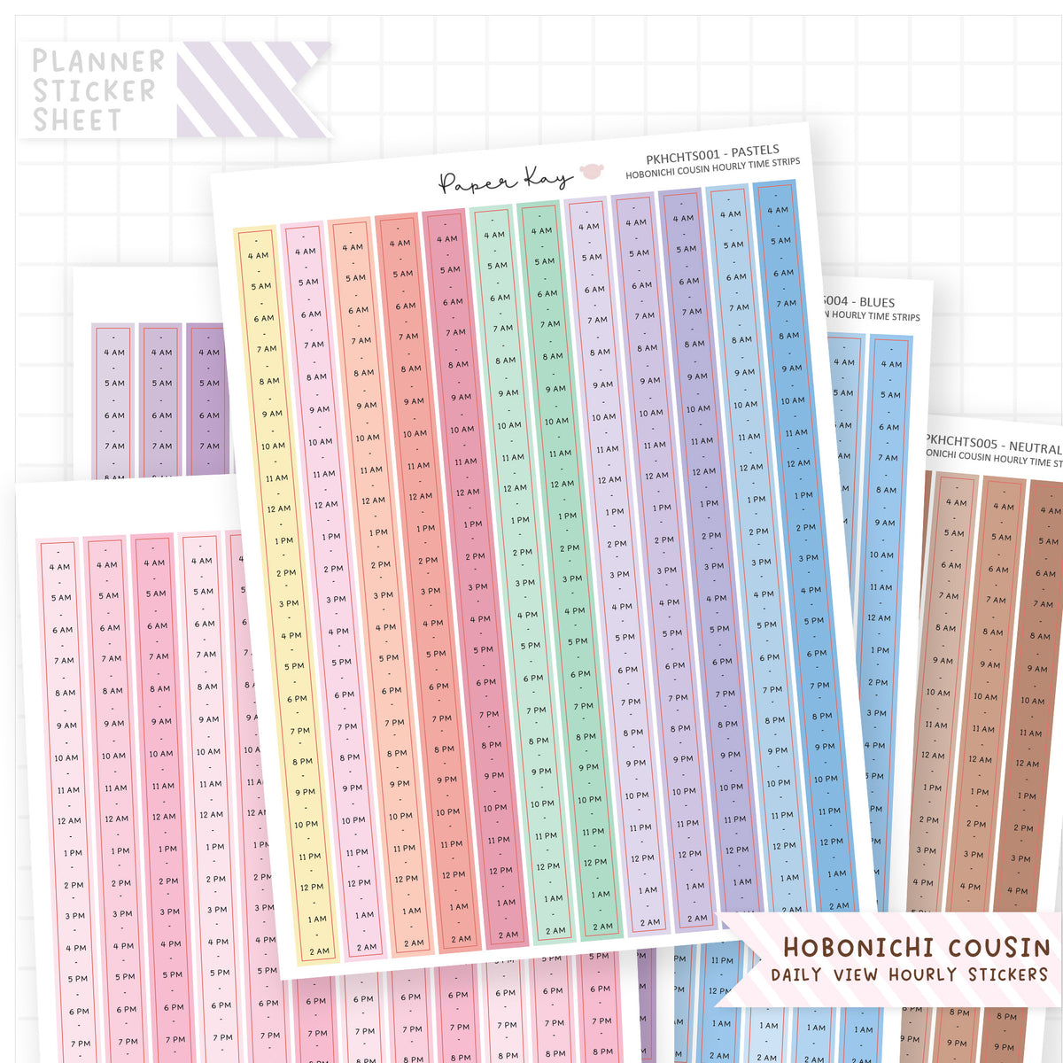 Hobonichi Cousin Hourly Time Strip Stickers