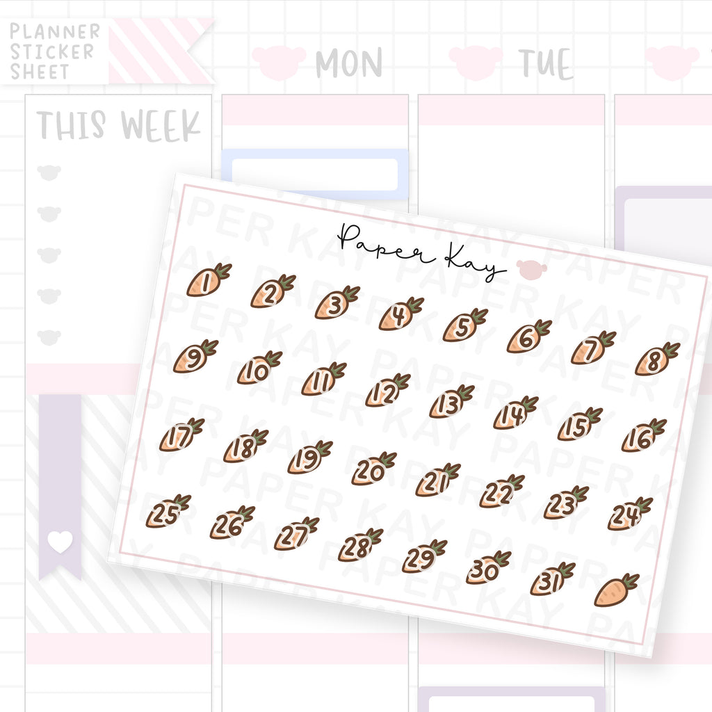 Hoppy Easter Carrot Date Dot Stickers