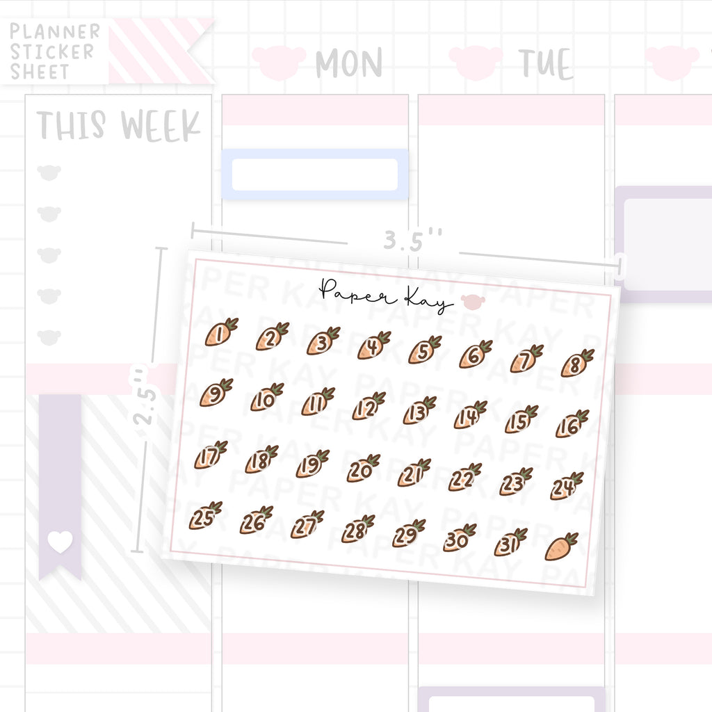 Hoppy Easter Carrot Date Dot Stickers