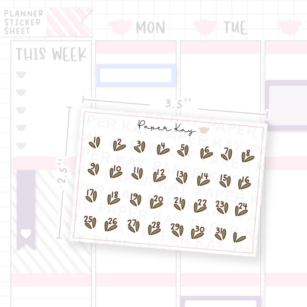 Hoppy Easter Green Leaves Date Dot Stickers