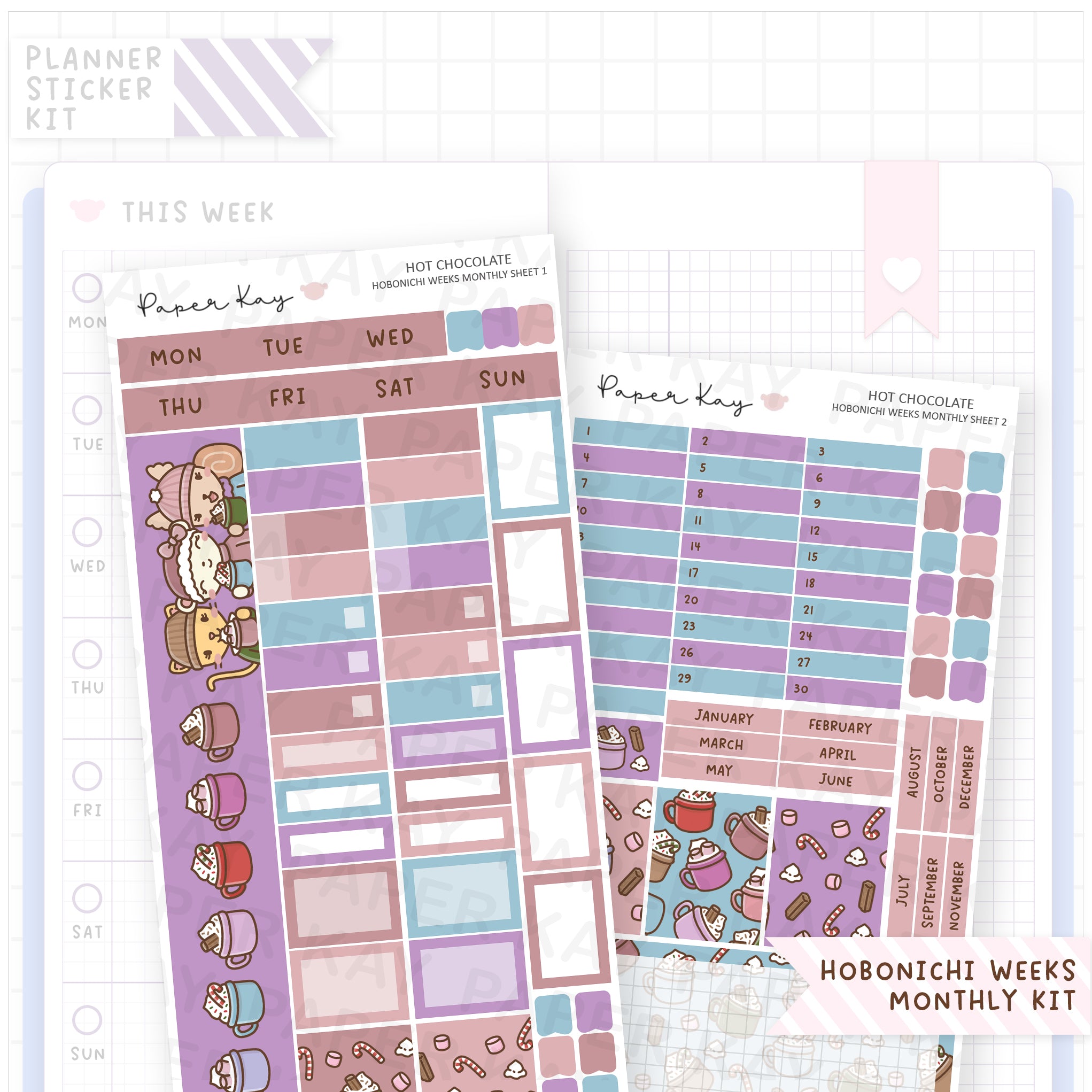 Hot Chocolate Hobonichi Weeks Monthly Sticker Kit