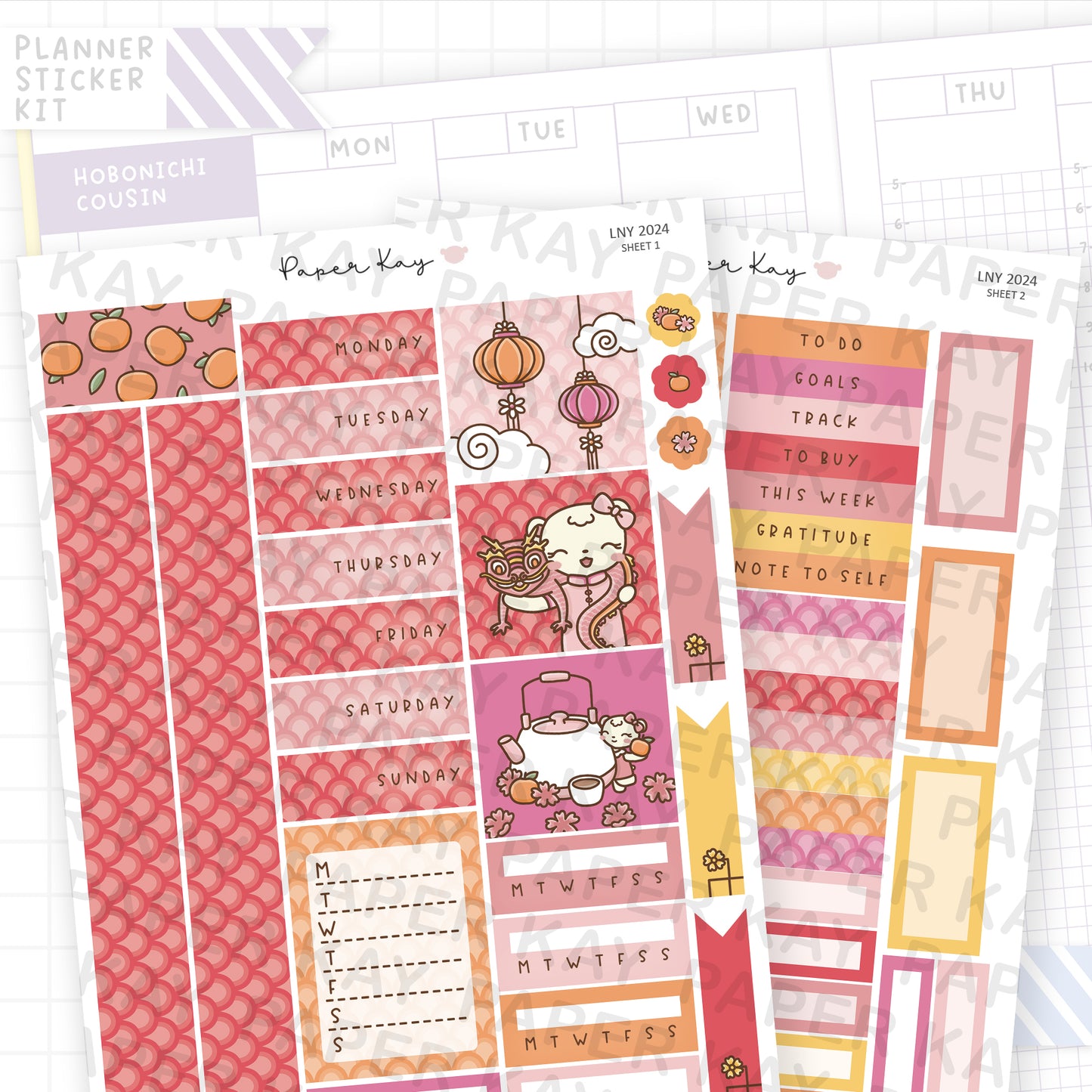 Lunar New Year 2024 Hobonichi Cousin Sticker Kit