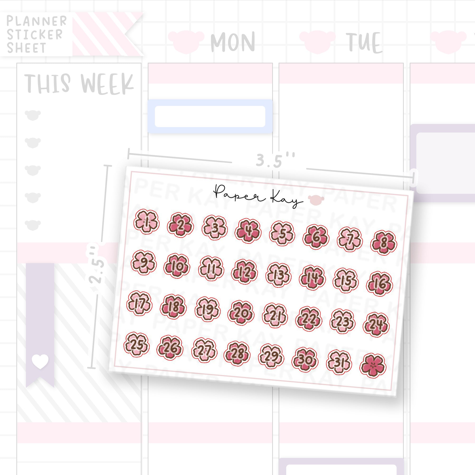 Lunar New Year Cherry Blossom Date Dot Stickers