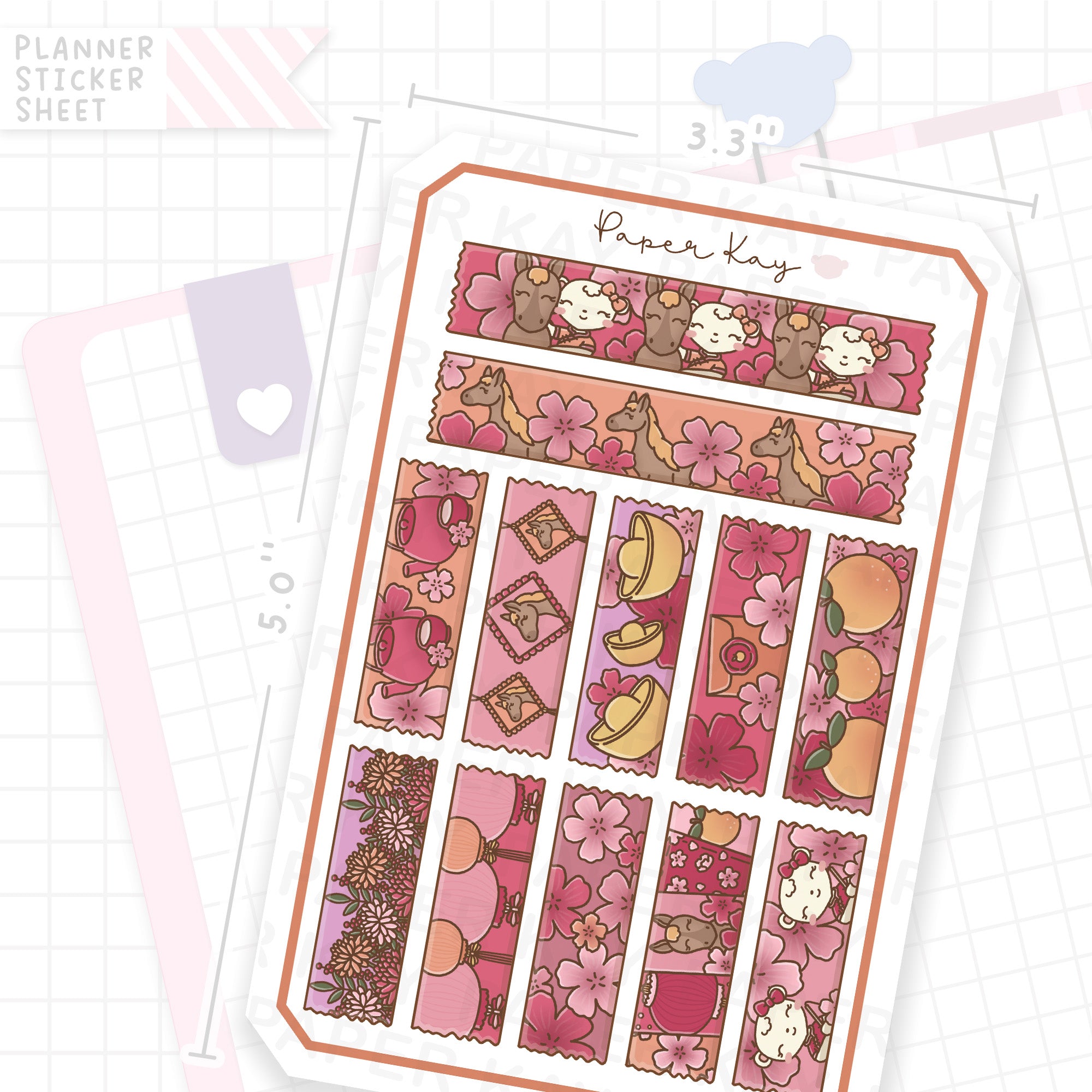 Lunar New Year 2026 Washi Strip Bujo Deco Stickers