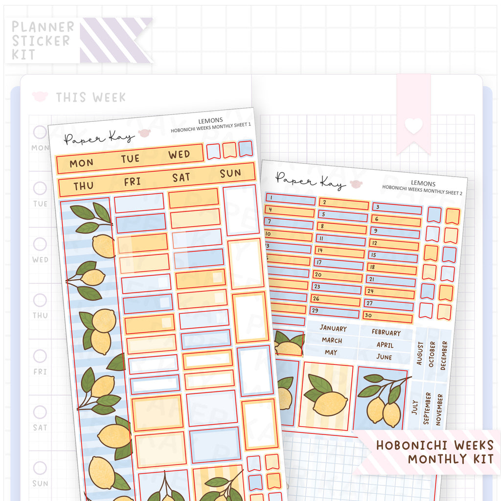Lemons Hobonichi Weeks Monthly Sticker Kit