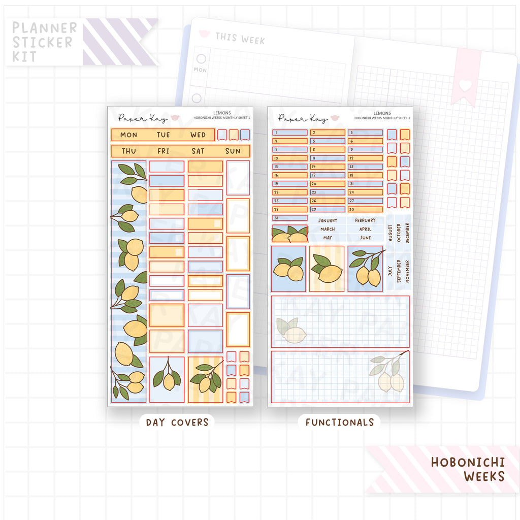 Lemons Hobonichi Weeks Monthly Sticker Kit
