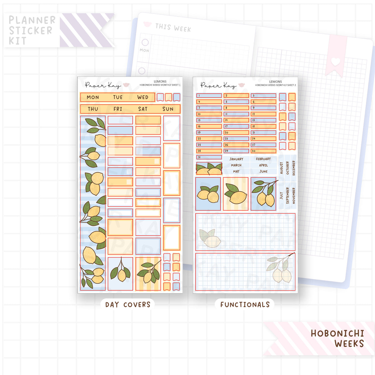 Lemons Hobonichi Weeks Monthly Sticker Kit