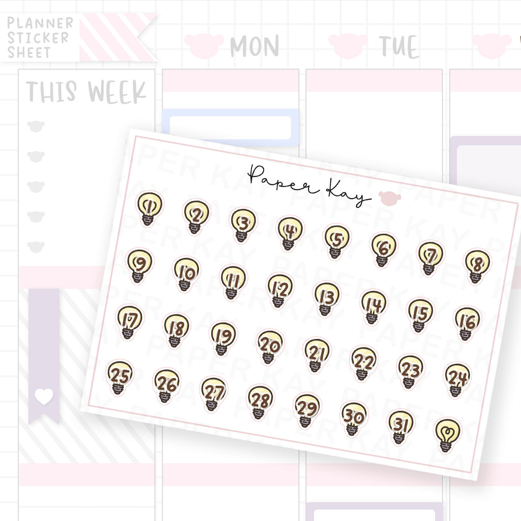 Light Bulb Date Dot Stickers