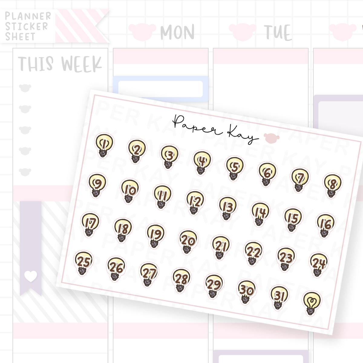 Light Bulb Date Dot Stickers