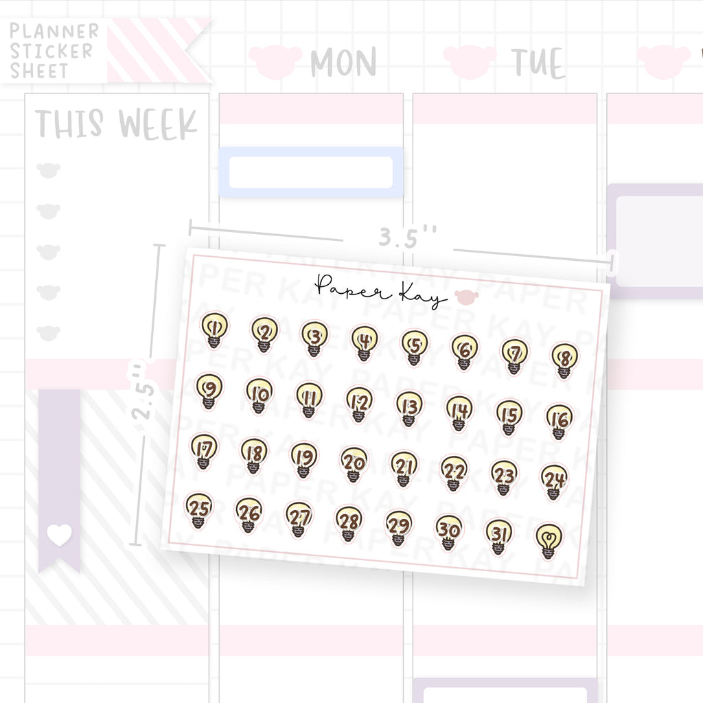 Light Bulb Date Dot Stickers