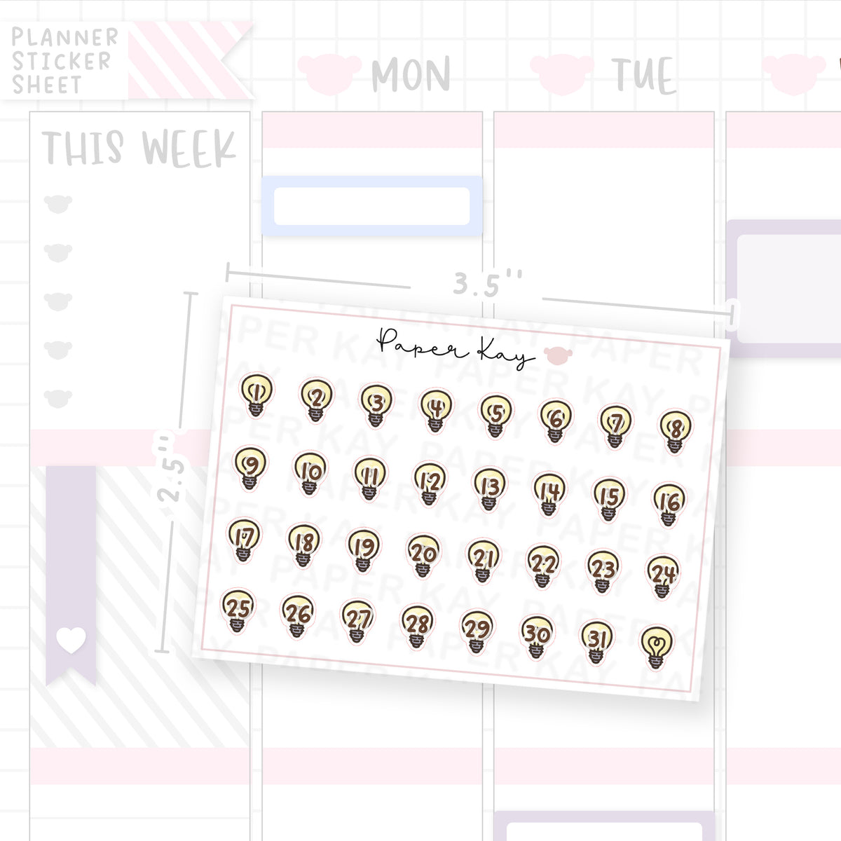 Light Bulb Date Dot Stickers