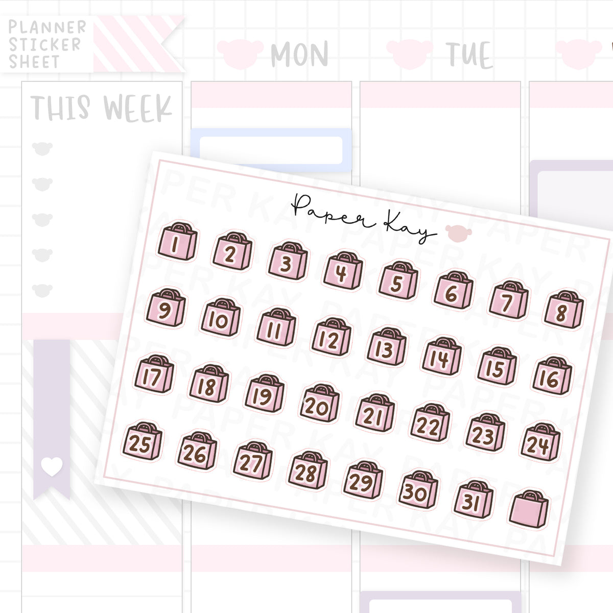 Lil Pink Bag Date Dot Stickers