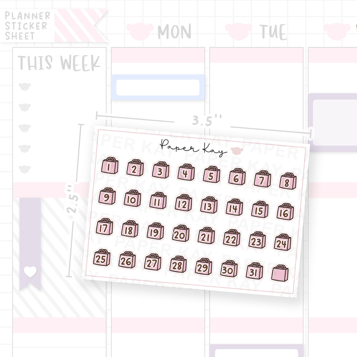 Lil Pink Bag Date Dot Stickers