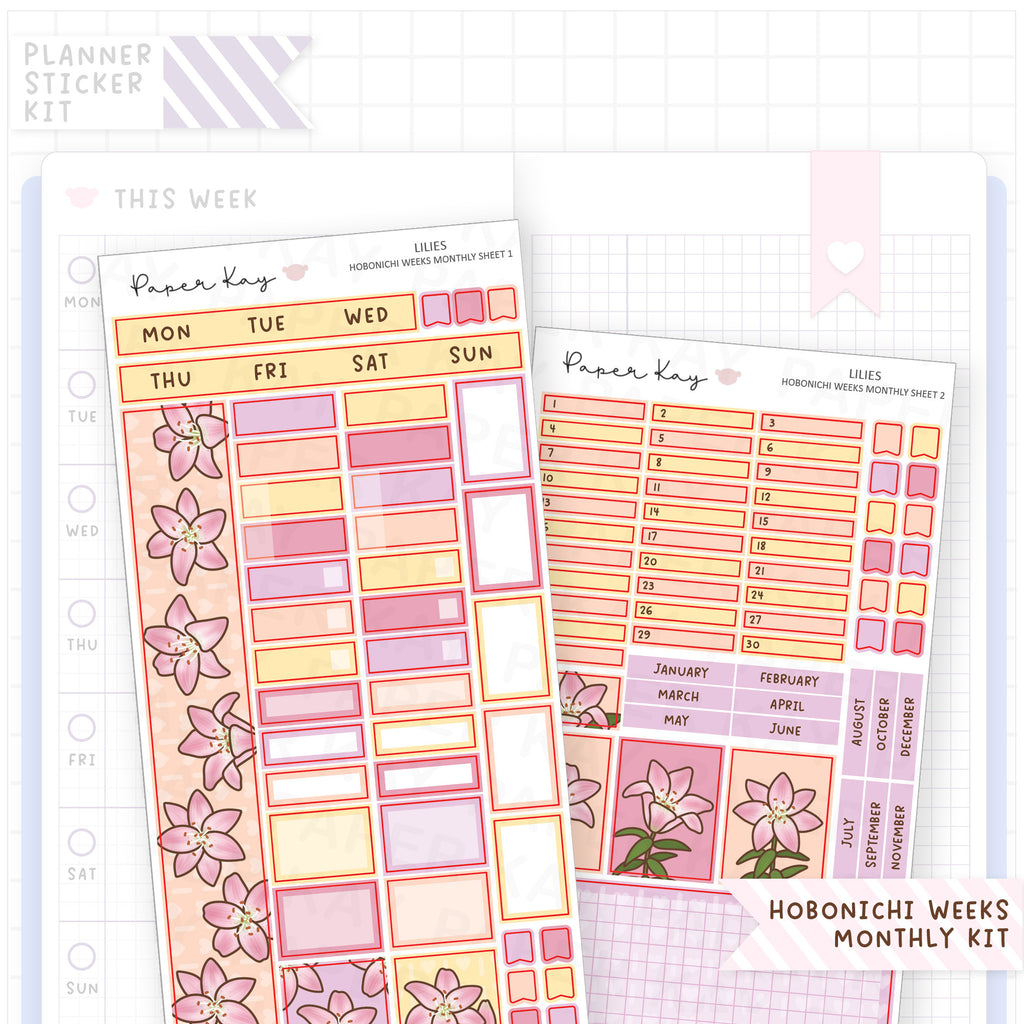 Lilies Hobonichi Weeks Monthly Sticker Kit