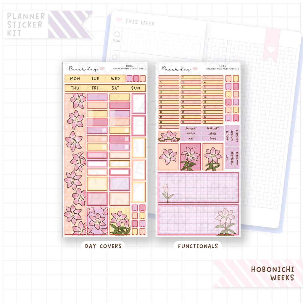 Lilies Hobonichi Weeks Monthly Sticker Kit