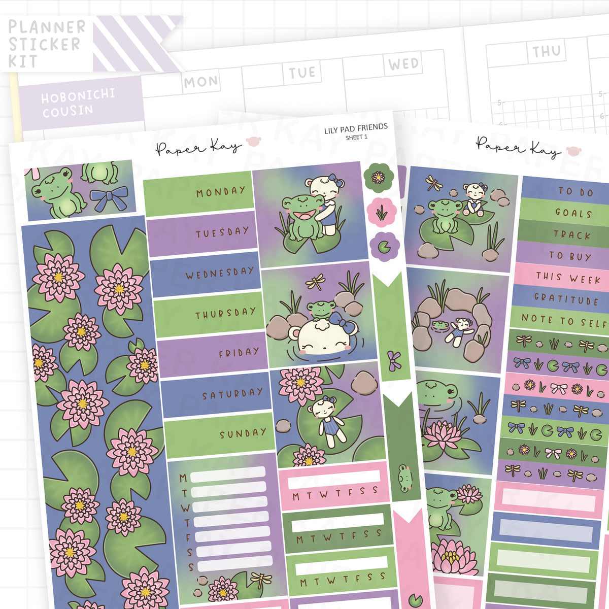 Lily Pad Friends Hobonichi Cousin Sticker Kit