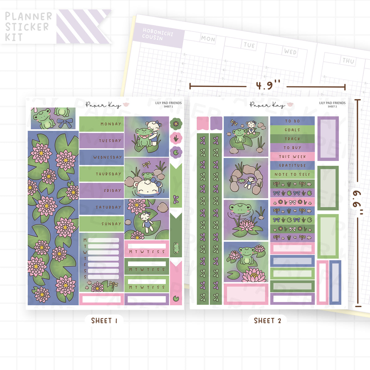 Lily Pad Friends Hobonichi Cousin Sticker Kit
