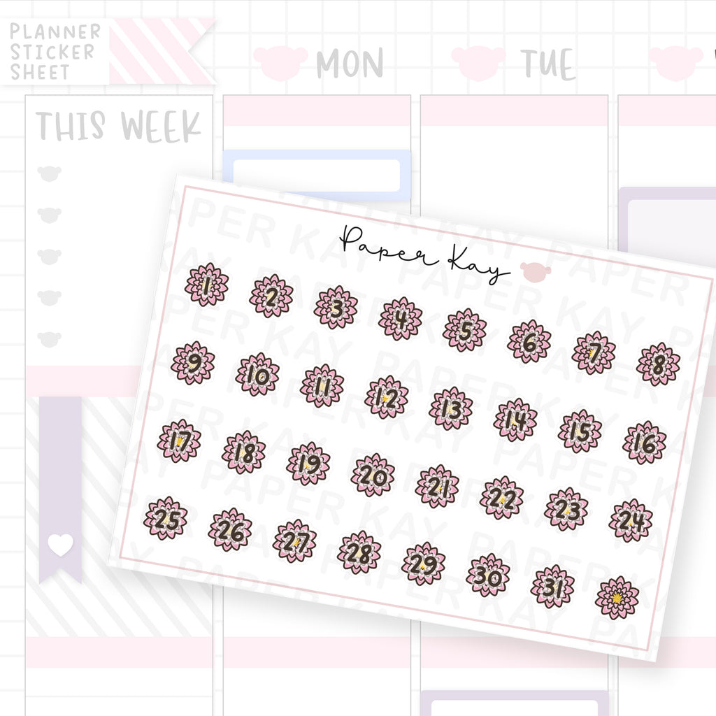 Lily Pad Friends Lotus Flower Date Dot Stickers