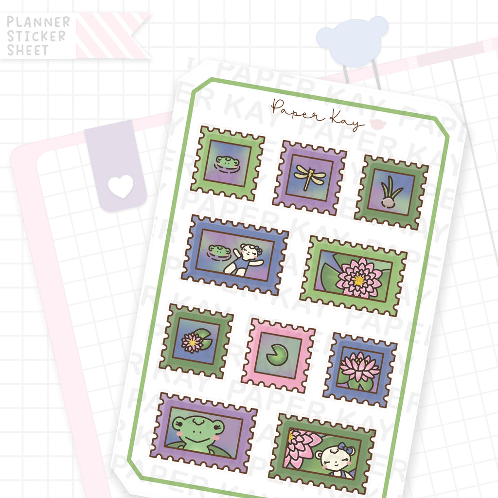 Lily Pad Friends Stamps Bujo Deco Stickers