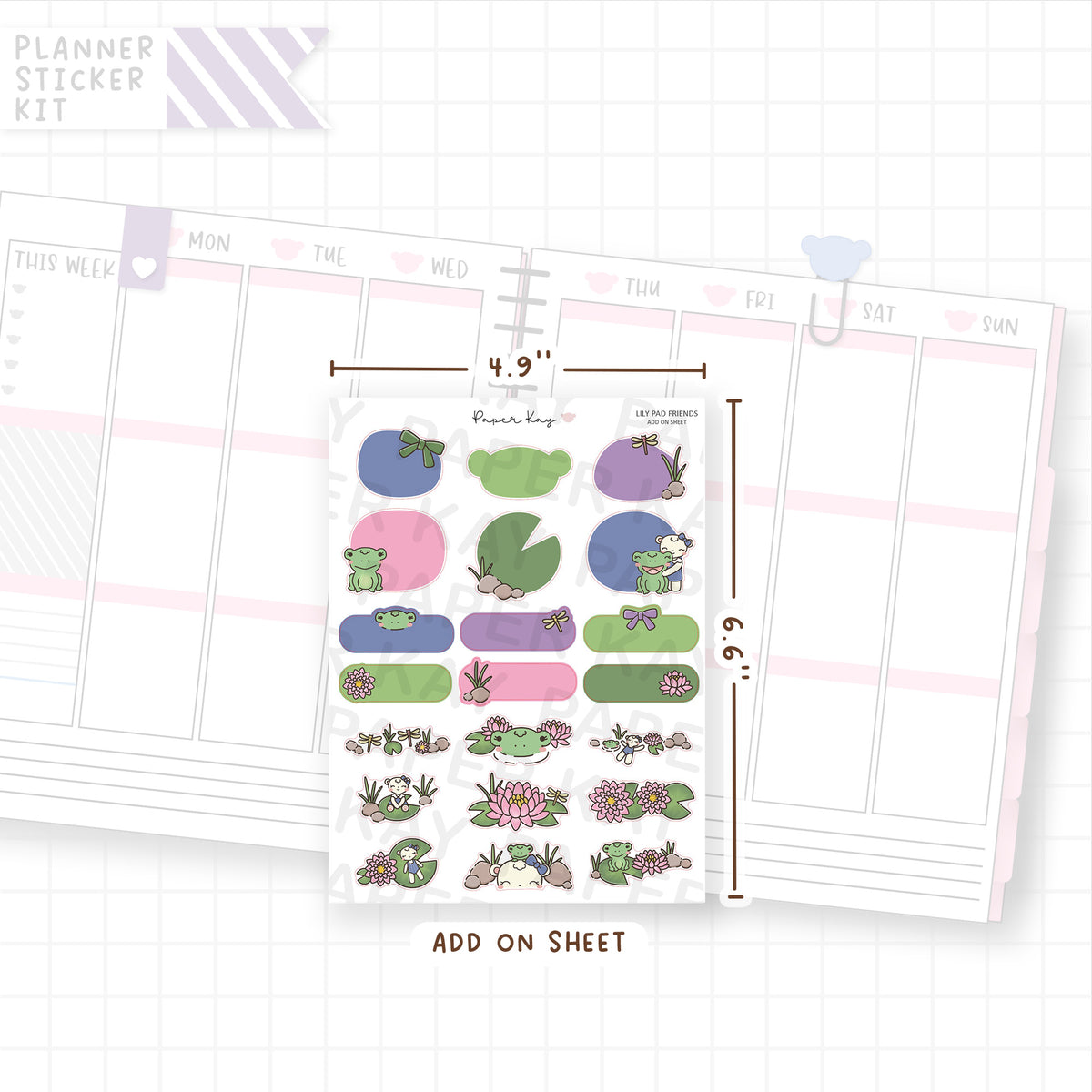 Lily Pad Friends Weekly Vertical Kit Add On Sheet