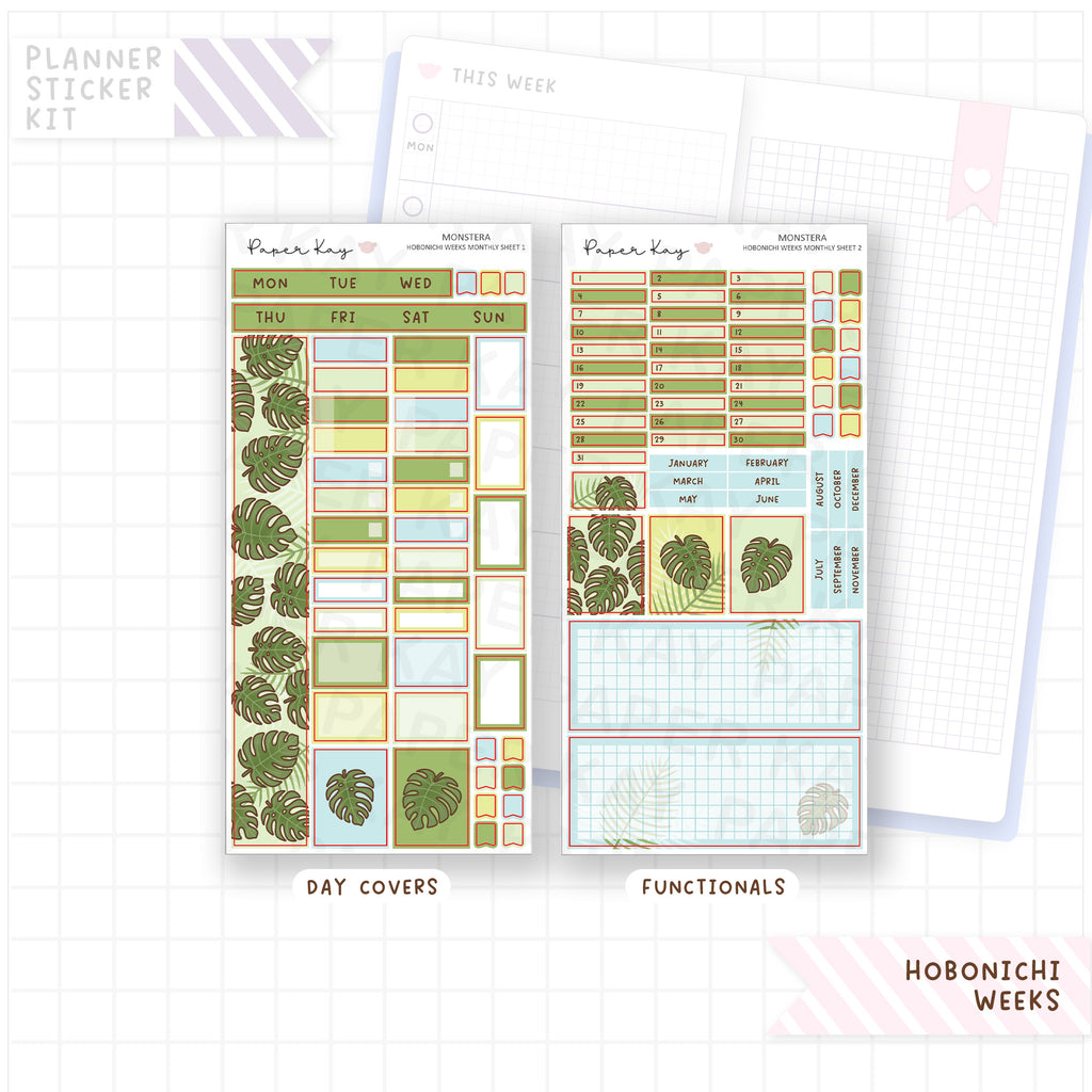 Monstera Hobonichi Weeks Monthly Sticker Kit