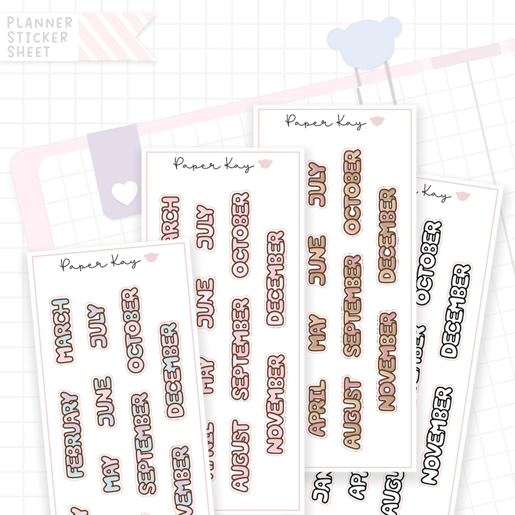 Monthly Bubble Text - Bujo Planner Stickers