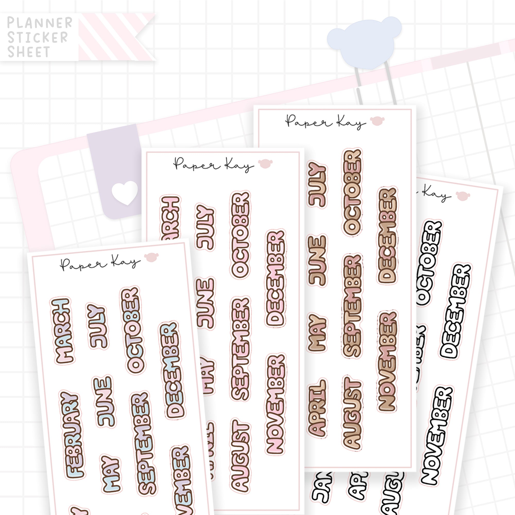 Monthly Bubble Text - Bujo Planner Stickers