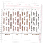 Monthly Bubble Text - Bujo Planner Stickers