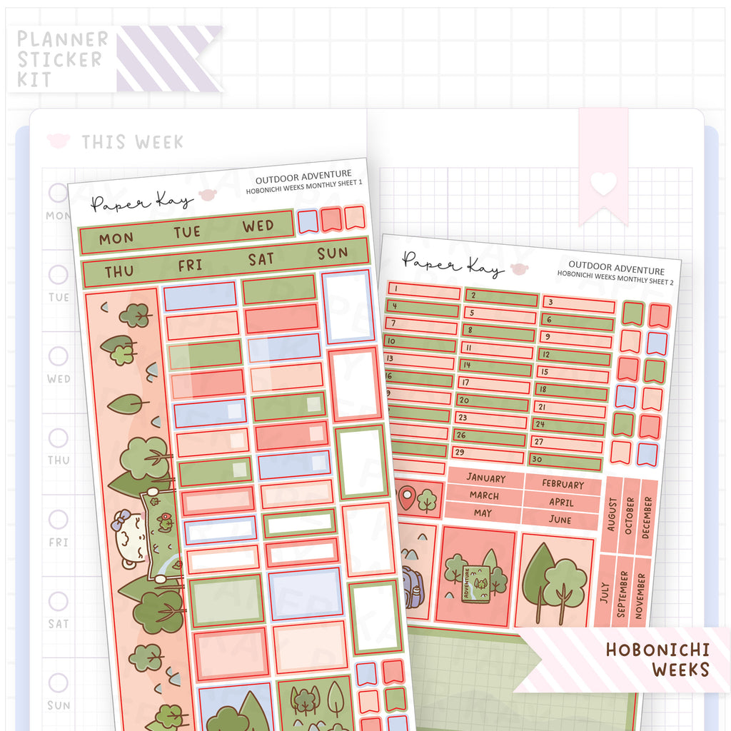 Outdoor Adventure Hobonichi Weeks Monthly Sticker Kit