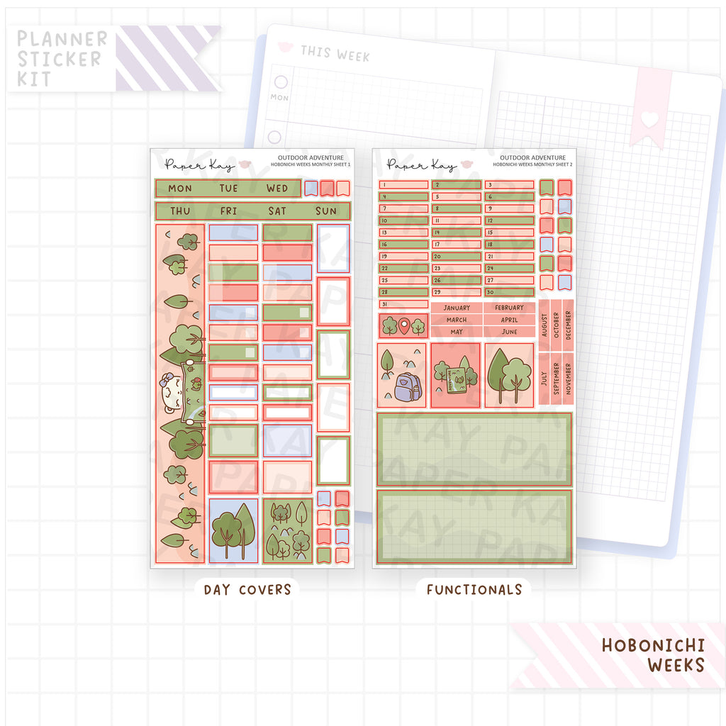 Outdoor Adventure Hobonichi Weeks Monthly Sticker Kit