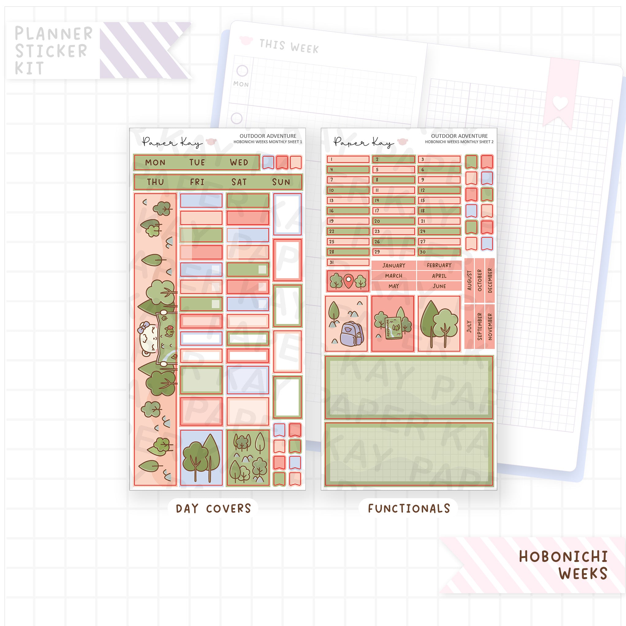 Outdoor Adventure Hobonichi Weeks Monthly Sticker Kit