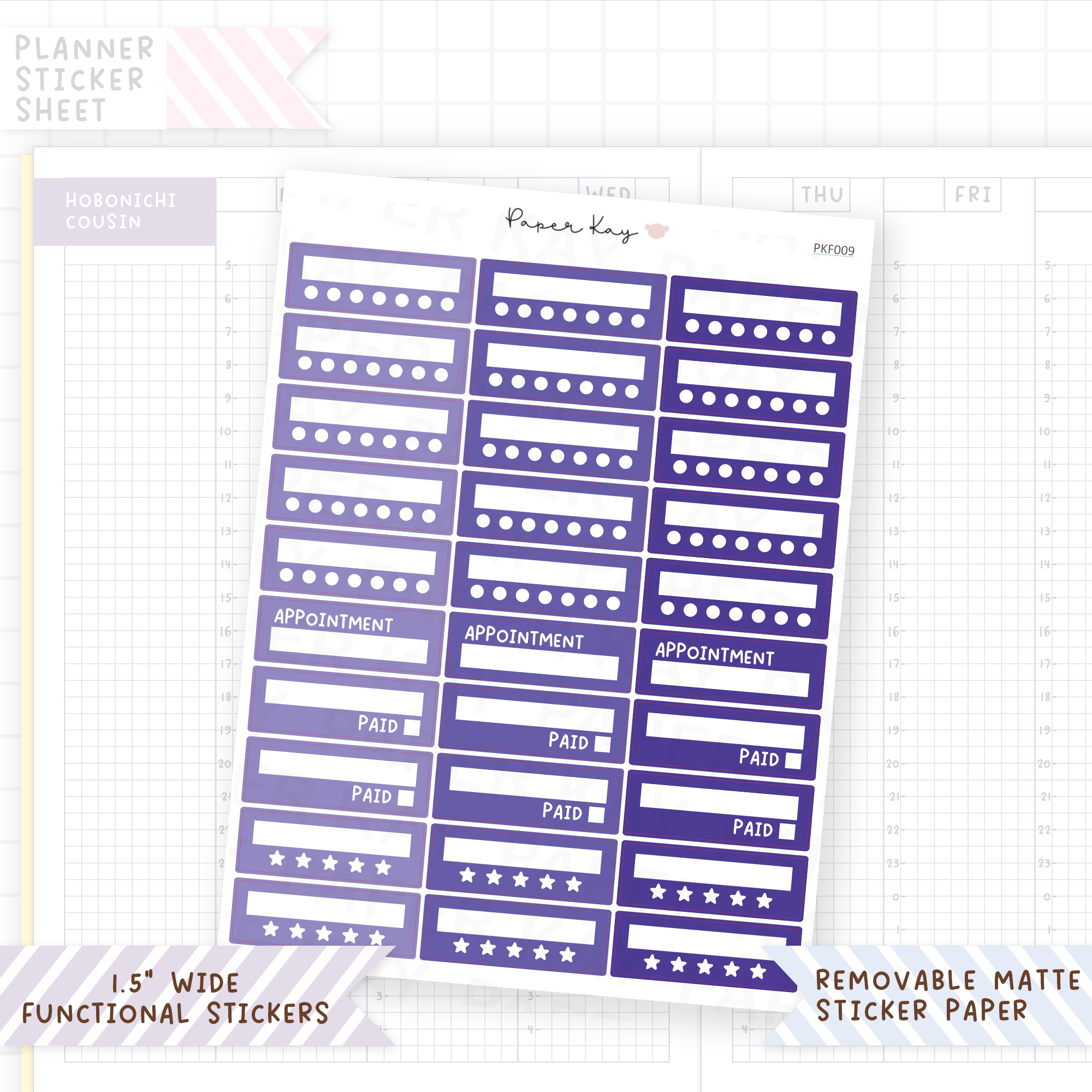1.5" Wide Weekly Tracker Boxes - Functional Stickers