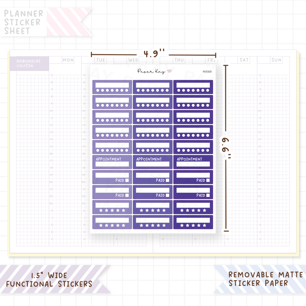 1.5" Wide Weekly Tracker Boxes - Functional Stickers