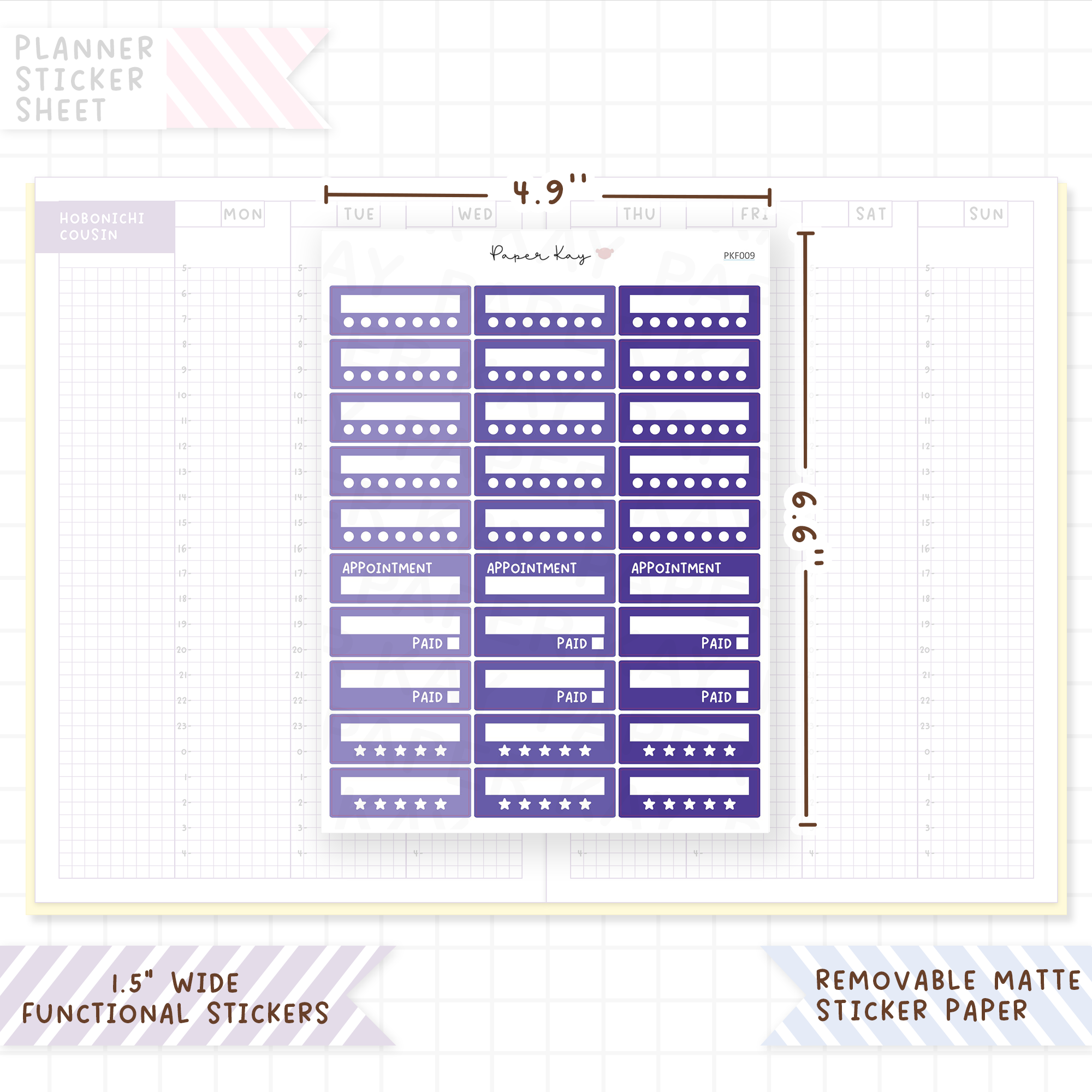 1.5" Wide Weekly Tracker Boxes - Functional Stickers