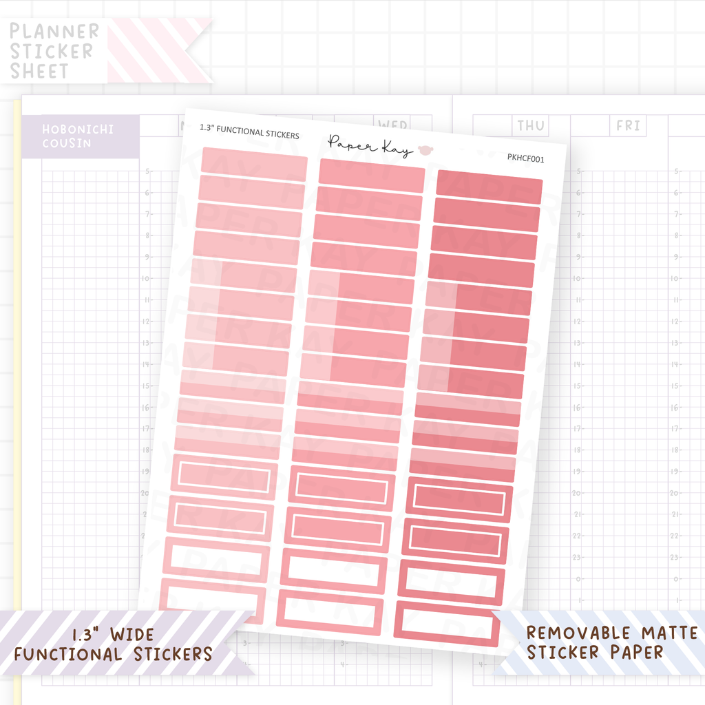 1.3" Wide Headers - Square Cornered Functional Stickers