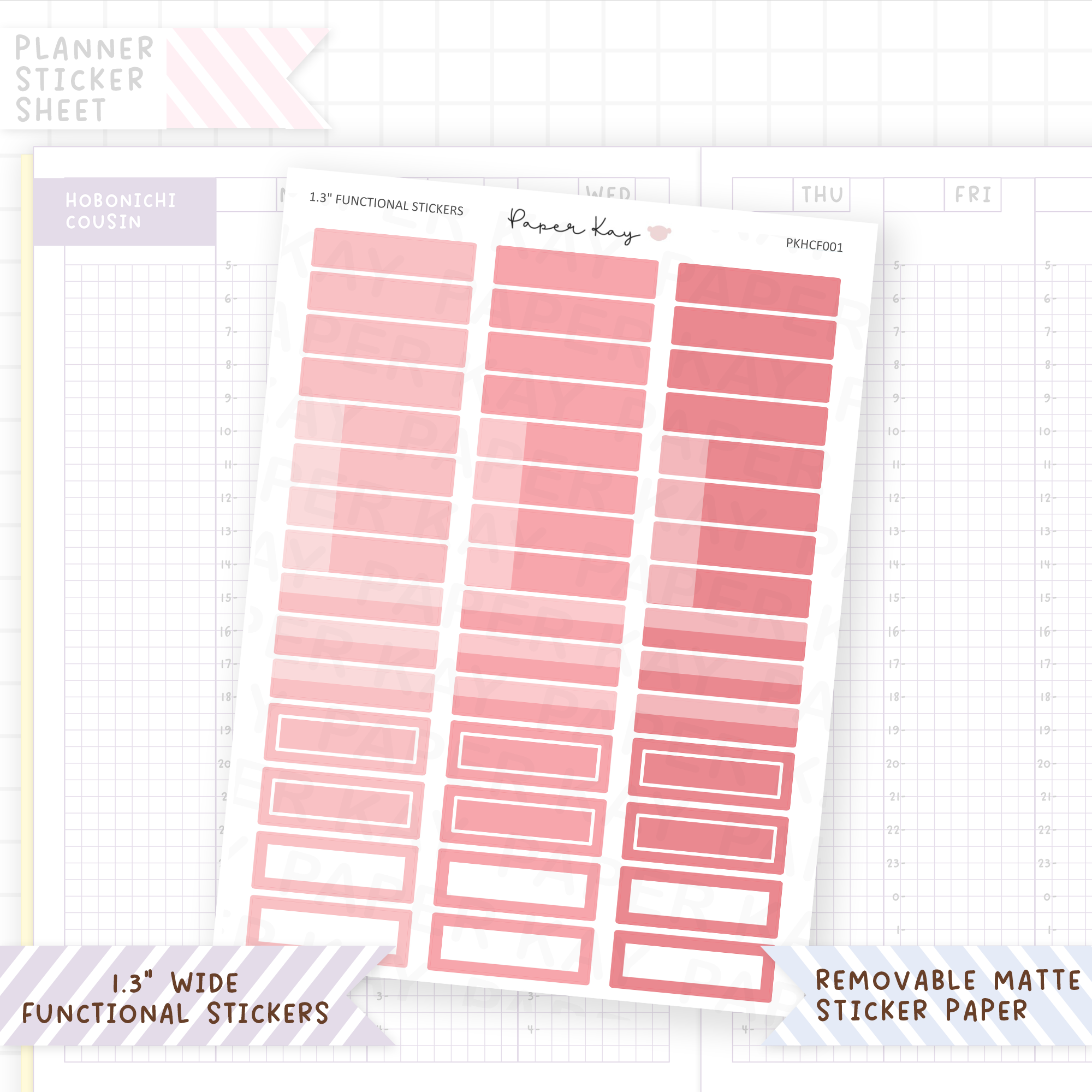 1.3" Wide Headers - Square Cornered Functional Stickers