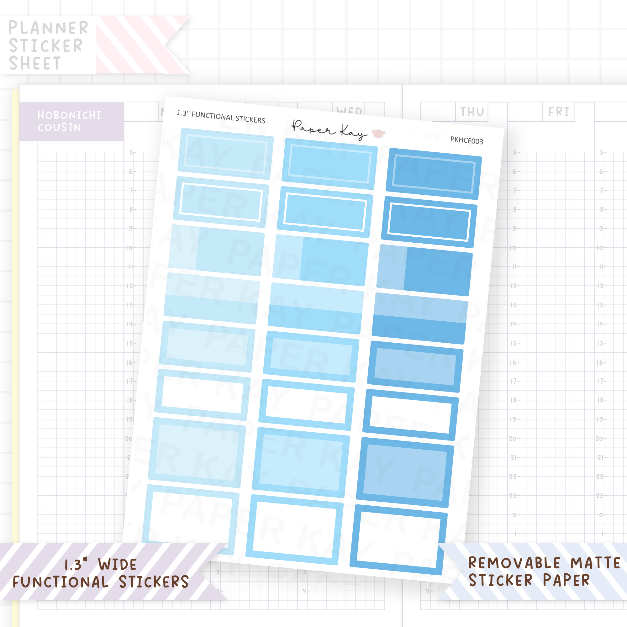 1.3" Wide Text Boxes - Square Cornered Functional Stickers
